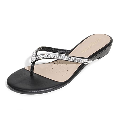 DREAM PAIRS Women's Fashion Rhinestones Design Slides Sandals