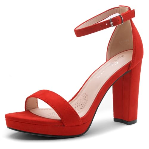 Shoe Land Women's Platform Heels - Chunky Block Heeled Sandals with Ankle Strap, Open Toe Dressy High Heels for Women, Comfortable Prom, Wedding & Party Pumps 2025