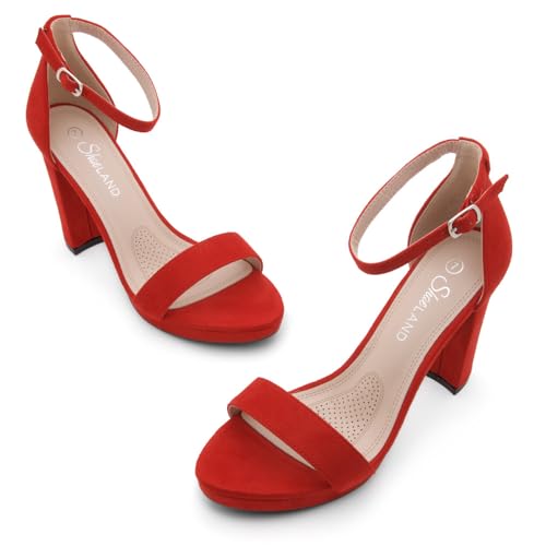Shoe Land Women's Platform Heels - Chunky Block Heeled Sandals with Ankle Strap, Open Toe Dressy High Heels for Women, Comfortable Prom, Wedding & Party Pumps 2025