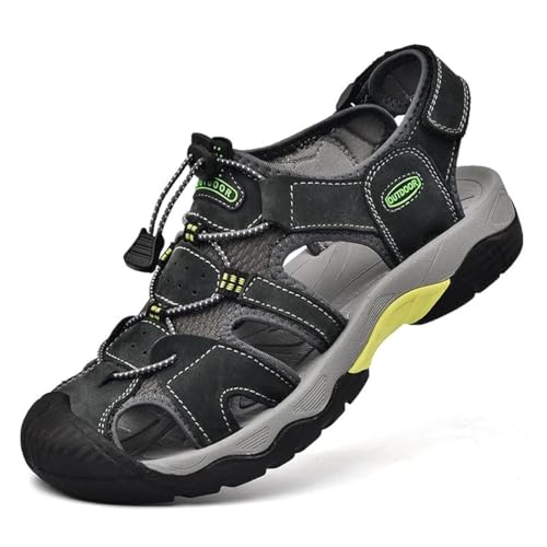 kvdrcs Men's Sport Sandals Outdoor Hiking Leather Closed Toe Sandals Athletic Lightweight Summer Walking Casual Sandals Water Shoes