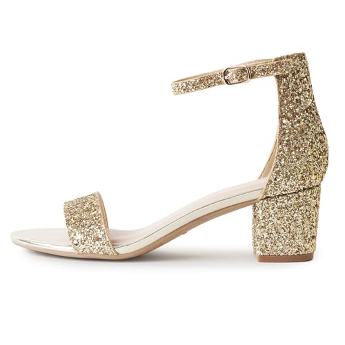 J.Adams Daisy Heeled Sandals for Women – Wide Ankle Strap Low 2 Inch Kitten Short Block Heel, Open Toe Dress Shoes – Chunky Heels for Bridal, Wedding, Parties – Dressy Platform Sandals, Women's Shoes
