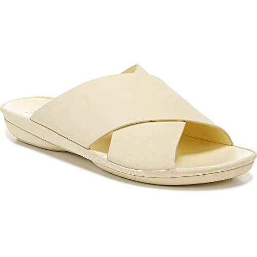 Naturalizer Womens Genn-Stroll Leather Slide Sandals Ivory 7 Wide (C,D,W)