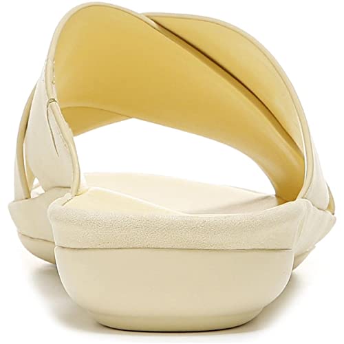 Naturalizer Womens Genn-Stroll Leather Slide Sandals Ivory 7 Wide (C,D,W)