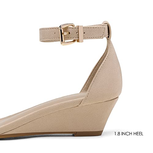 DREAM PAIRS Women's Ankle Strap Low Wedge Sandals Party Bridal Wedding Dress Shoes
