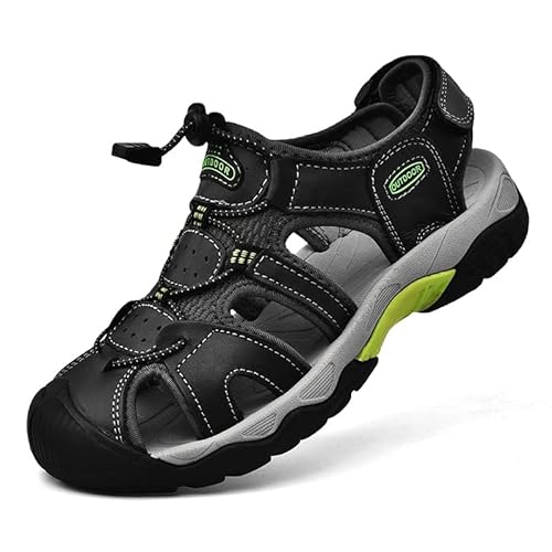 kvdrcs Men's Sport Sandals Outdoor Hiking Leather Closed Toe Sandals Athletic Lightweight Summer Walking Casual Sandals Water Shoes