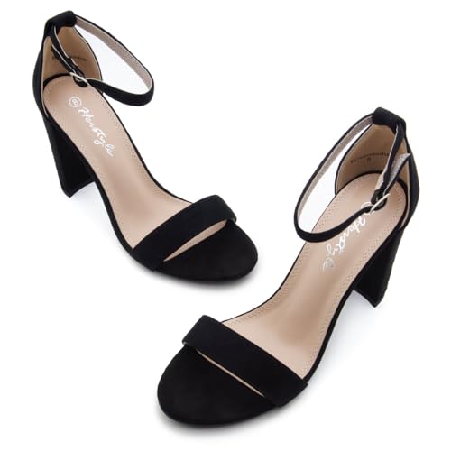 Herstyle Women’s Chunky Block Heels – Open Toe Ankle Strap Sandals