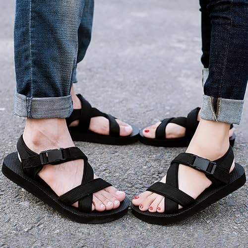 IWIHMIV Mens Walking Sandals Mens Sport Sandals Outdoor Fisherman Shoes Summer Beach Loafters Breathable Beach Sandals（Black