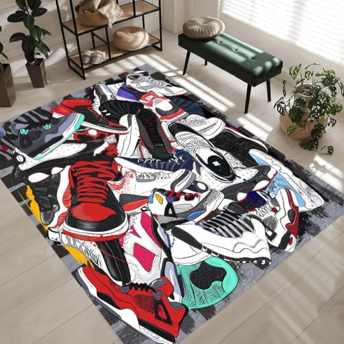 Sneakers Room Rug, Sneakers Shoes Mat, Shoes Carpet, Sneakers Pattern Carpet, Shoes Room Rug, Entry Rug, Sneakers Mat