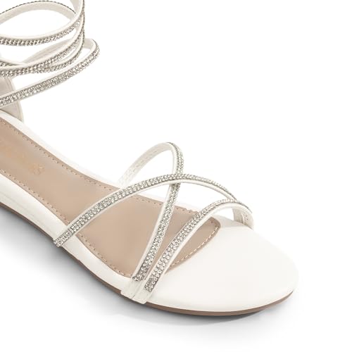 DREAM PAIRS Women's Ankle Strap Flat Sandals Summer Dressy Strappy Gladiator Rhinestones Sandals