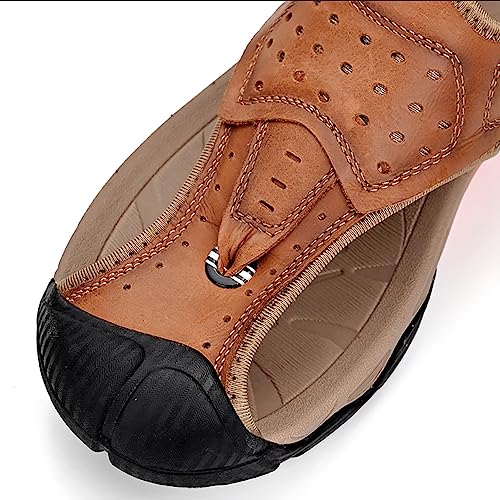 ailishabroy Men's Sandals Slip Summer Sandals Adjustable Beach Sandals Comfort Leather Athletic Outdoor Sport Sandals