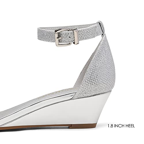 DREAM PAIRS Women's Ankle Strap Low Wedge Sandals Party Bridal Wedding Dress Shoes